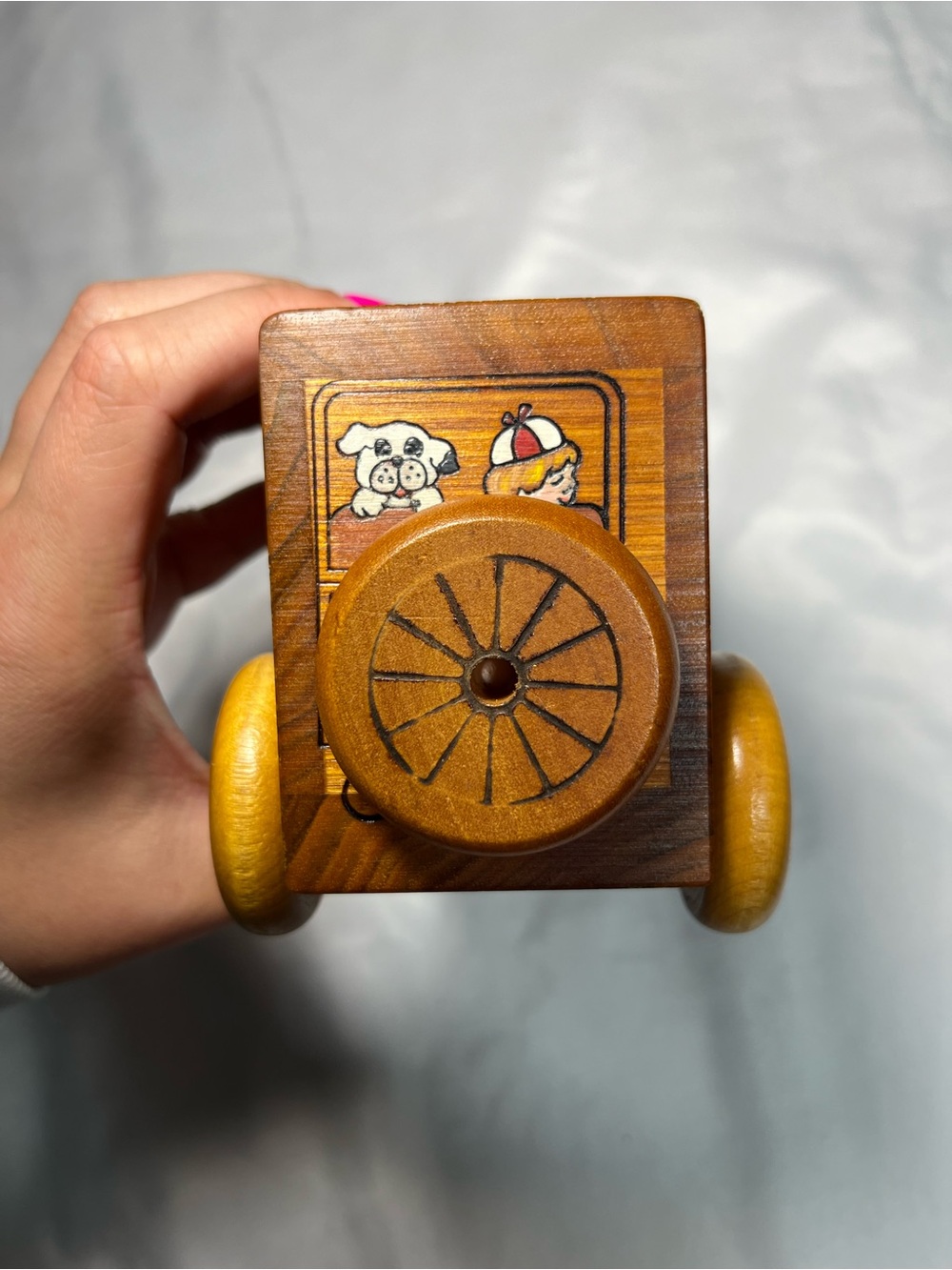 Vintage 1978 Toystalgia Rolling Wooden Coin Bank Toy Family Buggy Golden Valley - Picture 4 of 7